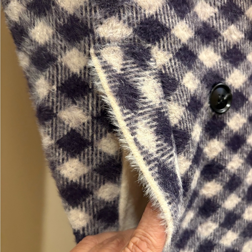 NWT NVLT CHECKERED PRINTED SOFT COATIGAN NAVY/WHITE WOMEN’S LARGE - Picture 7 of 16